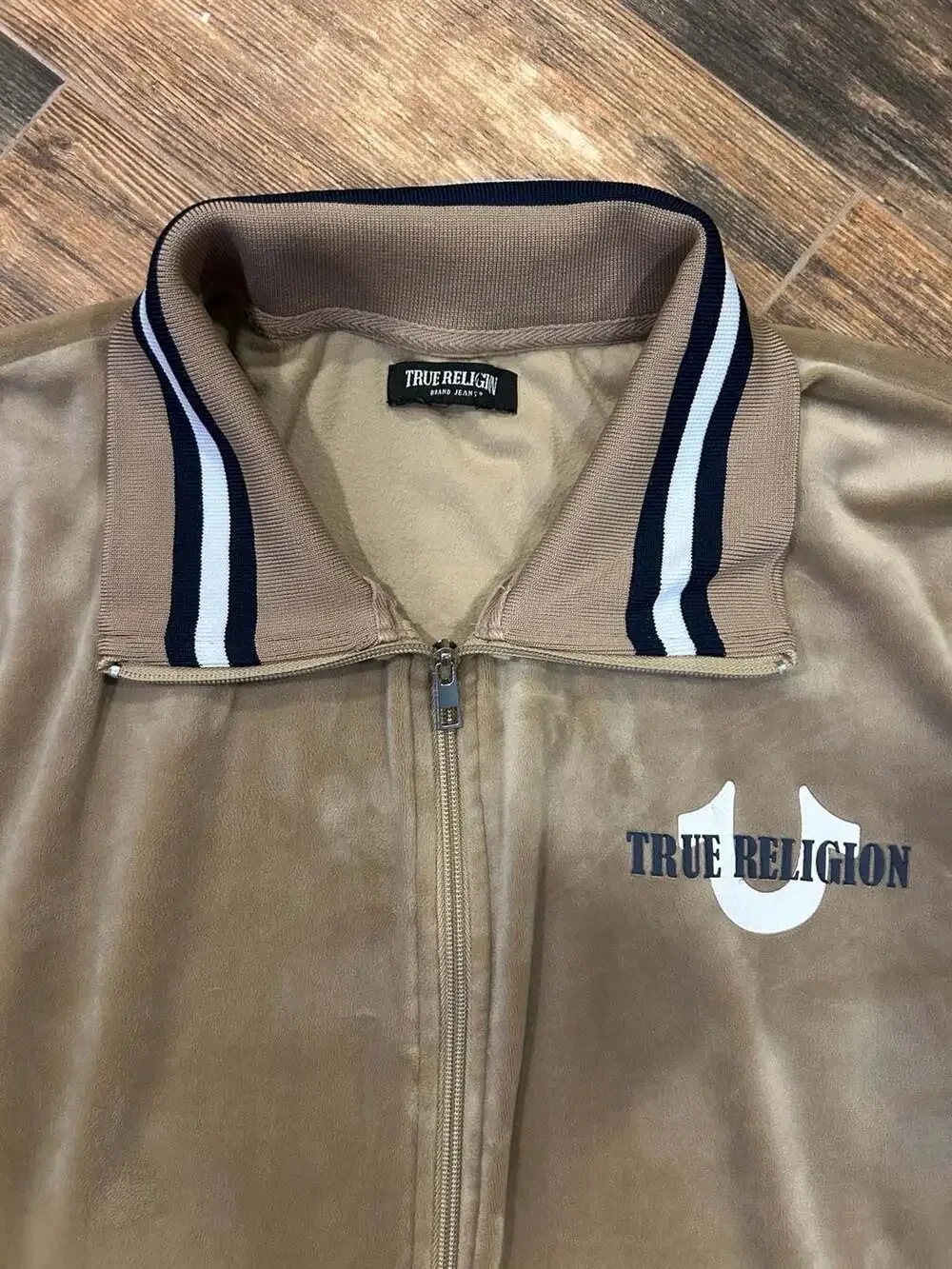 True Religion Velour Tour Track Jacket Travertine Tan